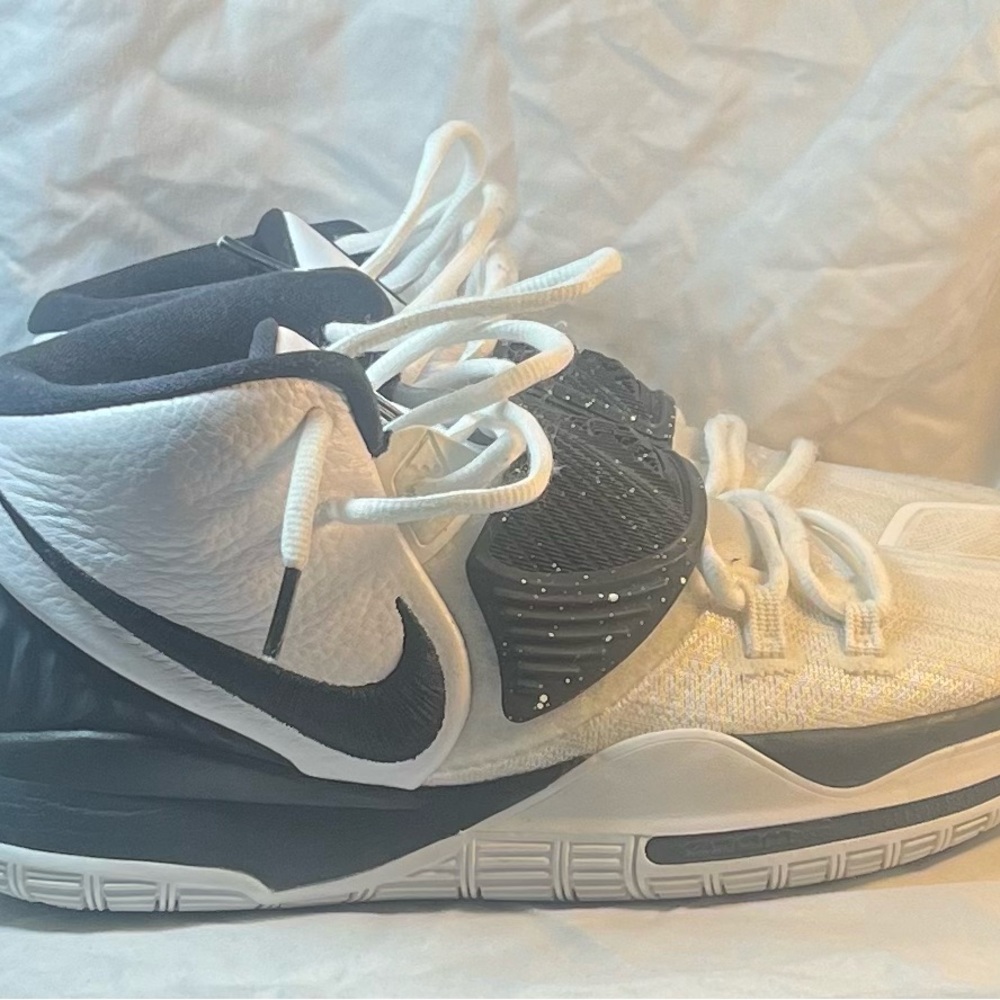 White and Black High-Top Sneakers